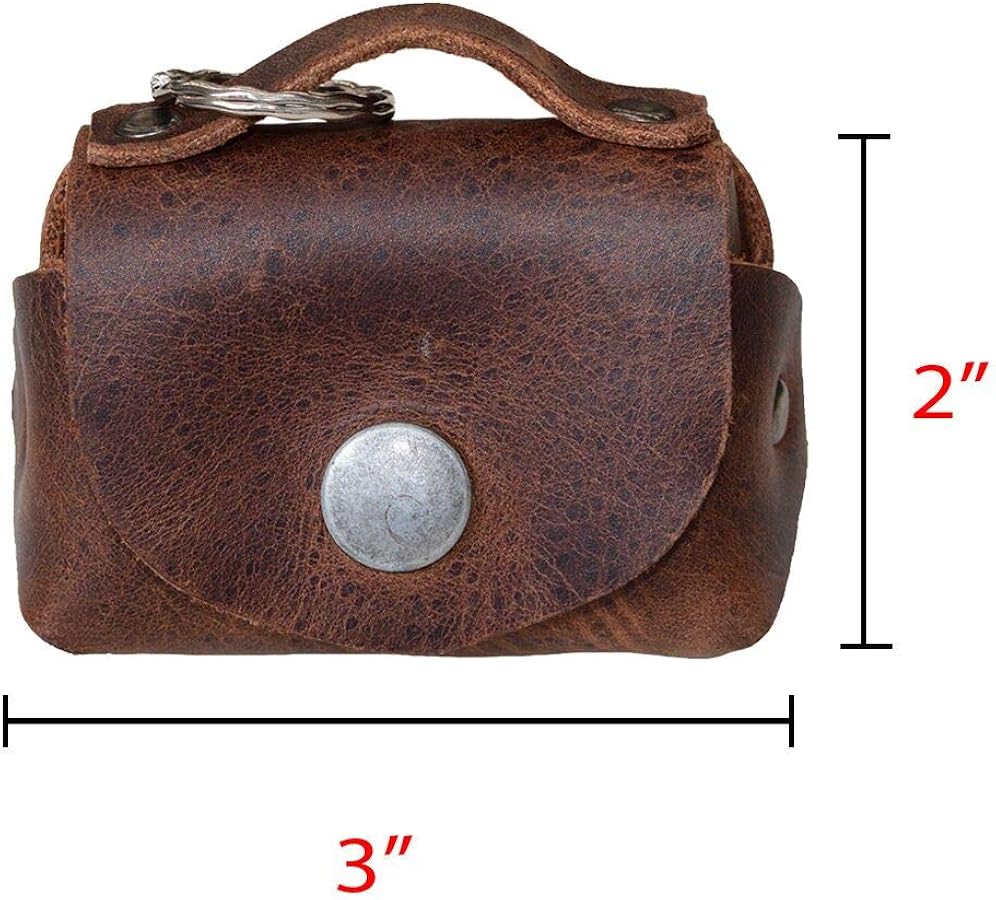 Tiny Handbag with Key Ring Holder Handmade from Full Grain Leather - Image 5