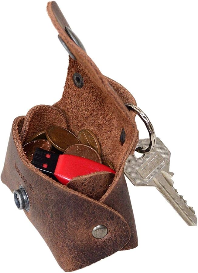 Tiny Handbag with Key Ring Holder Handmade from Full Grain Leather - Image 2