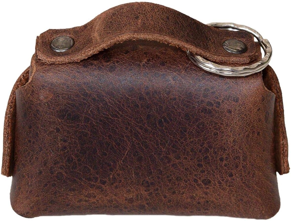 Tiny Handbag with Key Ring Holder Handmade from Full Grain Leather - Image 4