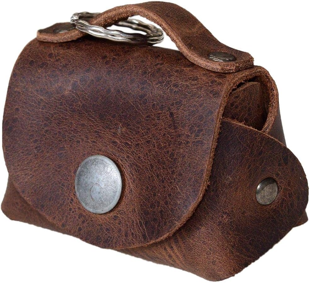 Tiny Handbag with Key Ring Holder Handmade from Full Grain Leather - Image 6