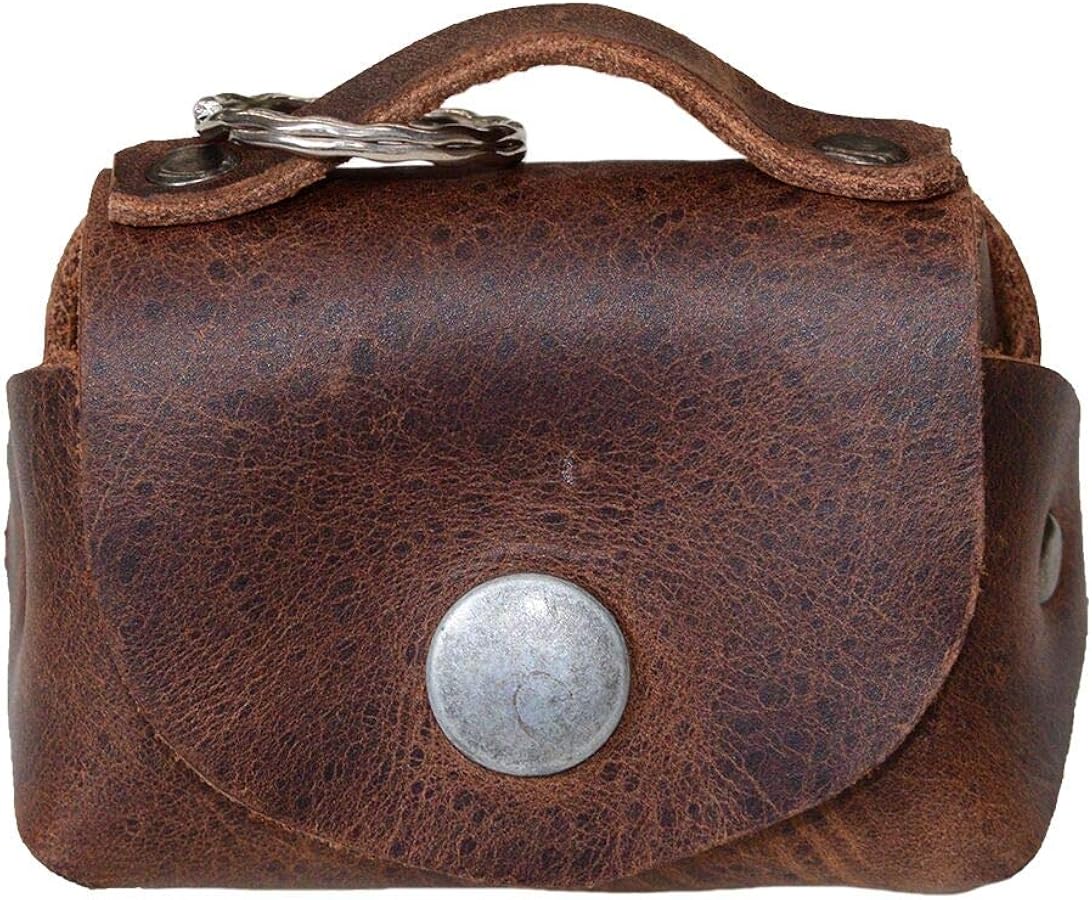Tiny Handbag with Key Ring Holder Handmade from Full Grain Leather - Image 3