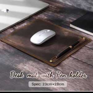 Genuine Leather Mouse Pad With Pen Slot Small Square Mouse Pad Study Office Non-Slip Mat