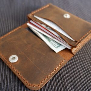 Crazy Horse Leather Card Holder, Snap Wallet, card holder