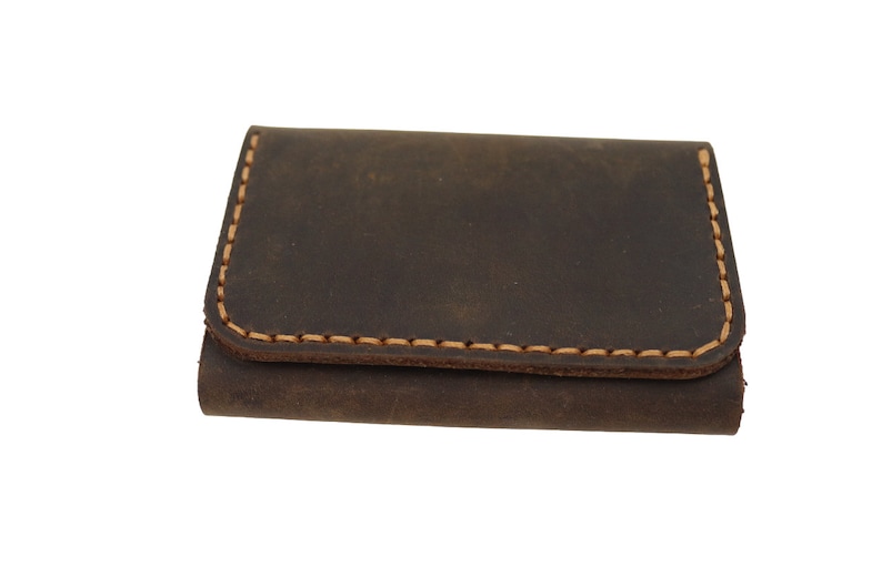 Crazy Horse Leather Card Holder, Snap Wallet, card holder - Image 3