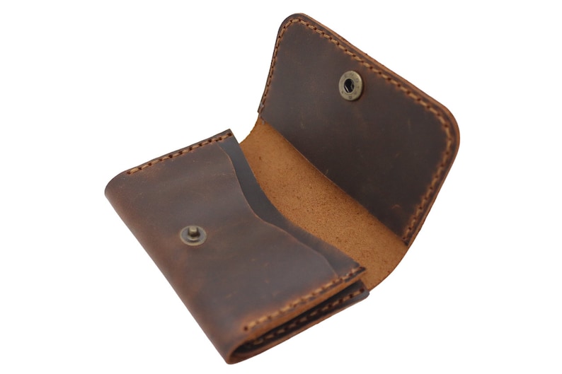 Crazy Horse Leather Card Holder, Snap Wallet, card holder - Image 4