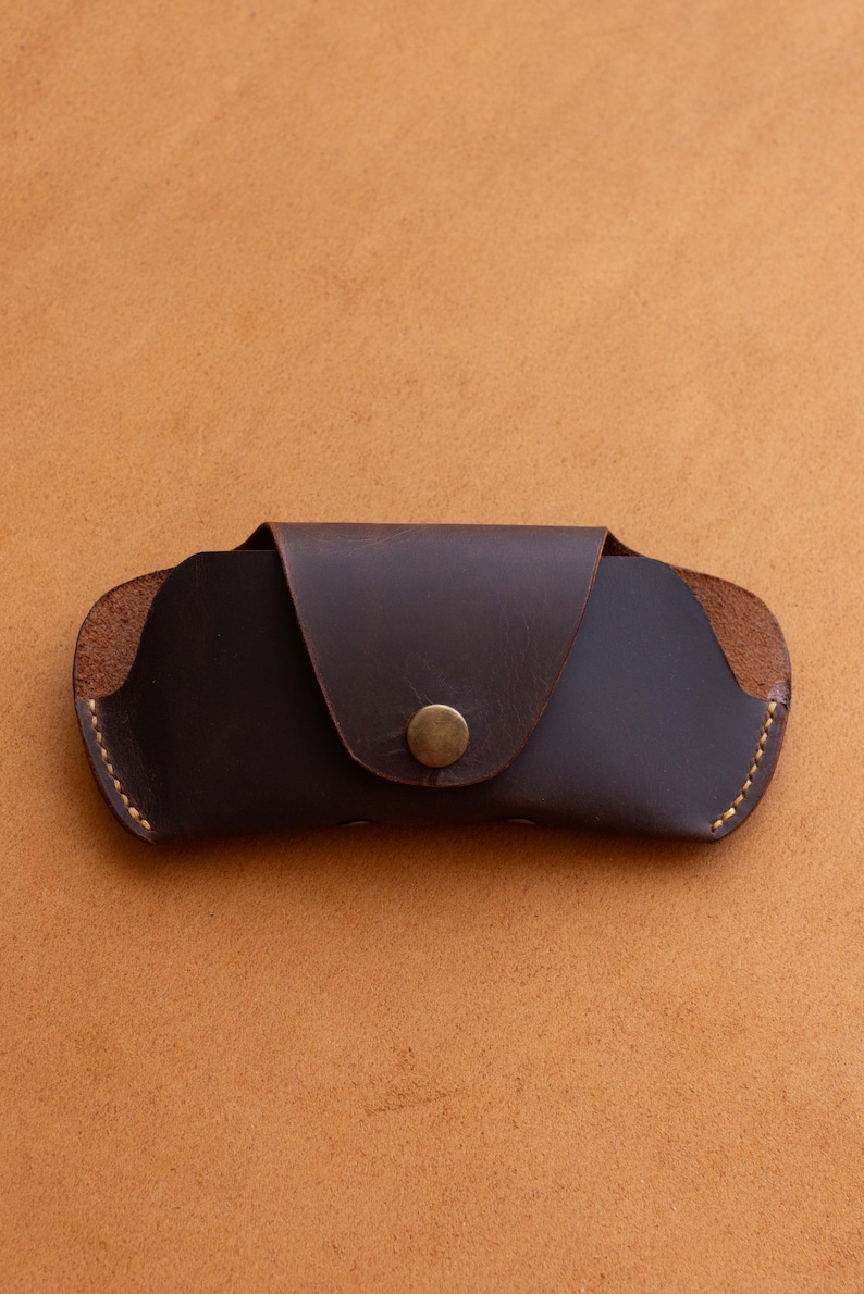 Leather Glasses Case Protective Eyeglass Holder brown color - Image 7