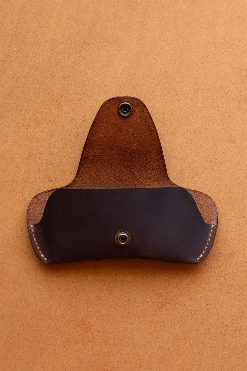 Leather Glasses Case Protective Eyeglass Holder brown color - Image 3