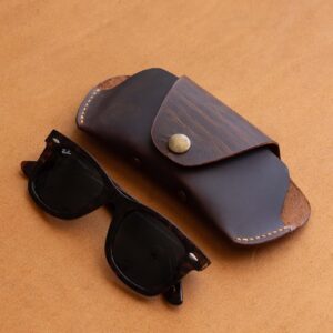 Leather Glasses Case Protective Eyeglass Holder brown color