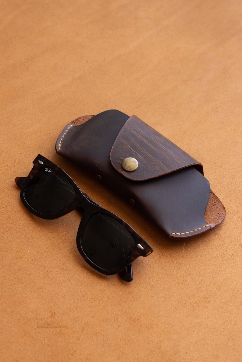 Leather Glasses Case Protective Eyeglass Holder brown color - Image 9