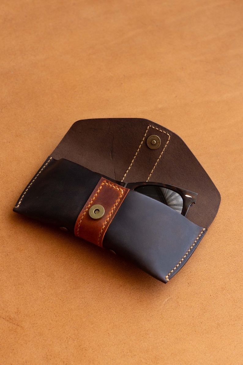 Leather Glasses Case Protective Eyeglass Holder brown color - Image 8