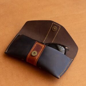 Leather Glasses Case Protective Eyeglass Holder brown color