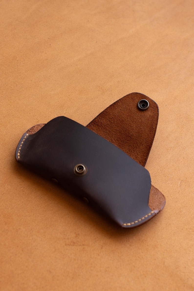 Leather Glasses Case Protective Eyeglass Holder brown color - Image 4