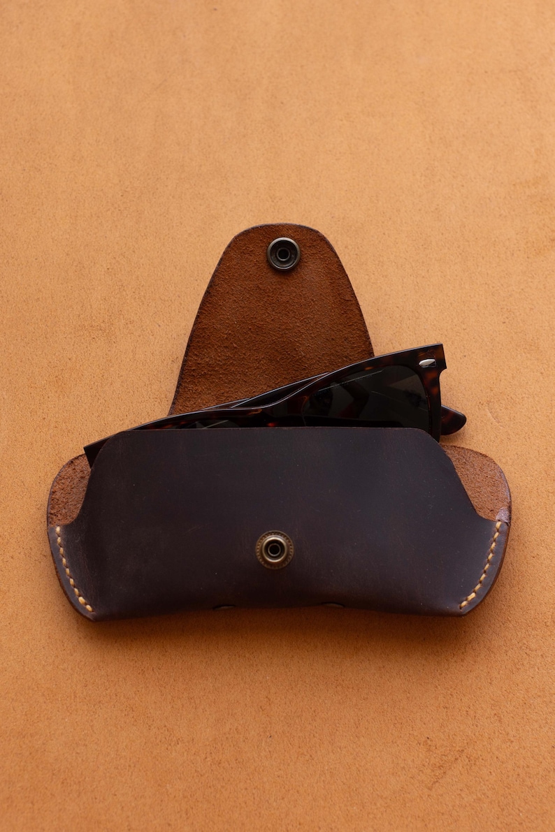 Leather Glasses Case Protective Eyeglass Holder brown color - Image 2