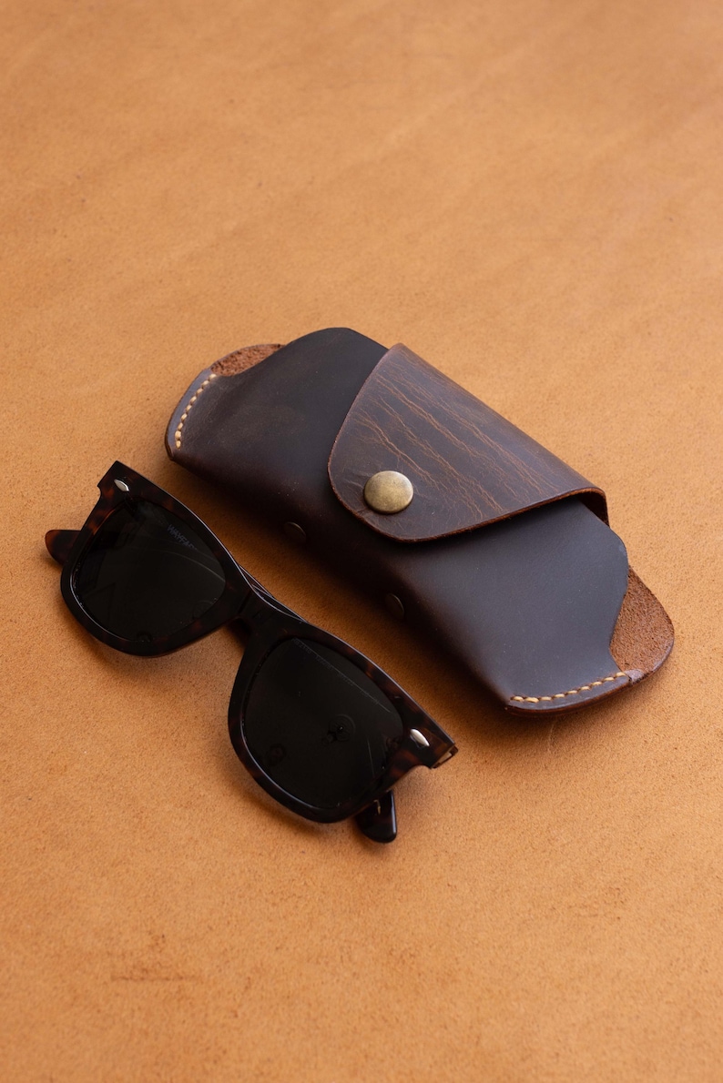 Leather Glasses Case Protective Eyeglass Holder brown color - Image 8