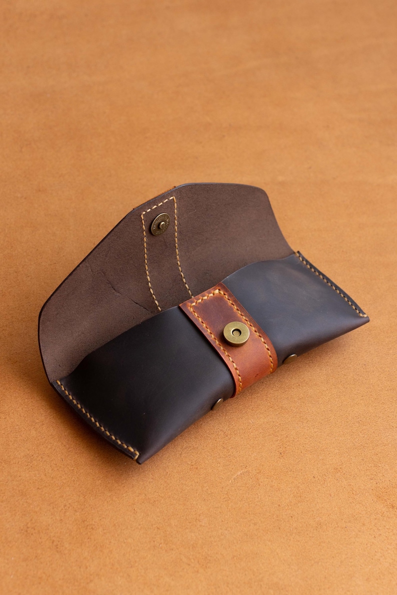Leather Glasses Case Protective Eyeglass Holder brown color - Image 7