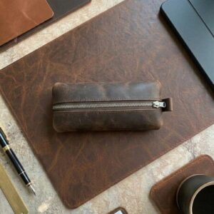 Leather Zipper Pouch, Organizer Bag, Leather Tools Case, Gift for Him, Stationery Pouch, Leather Pencil Case
