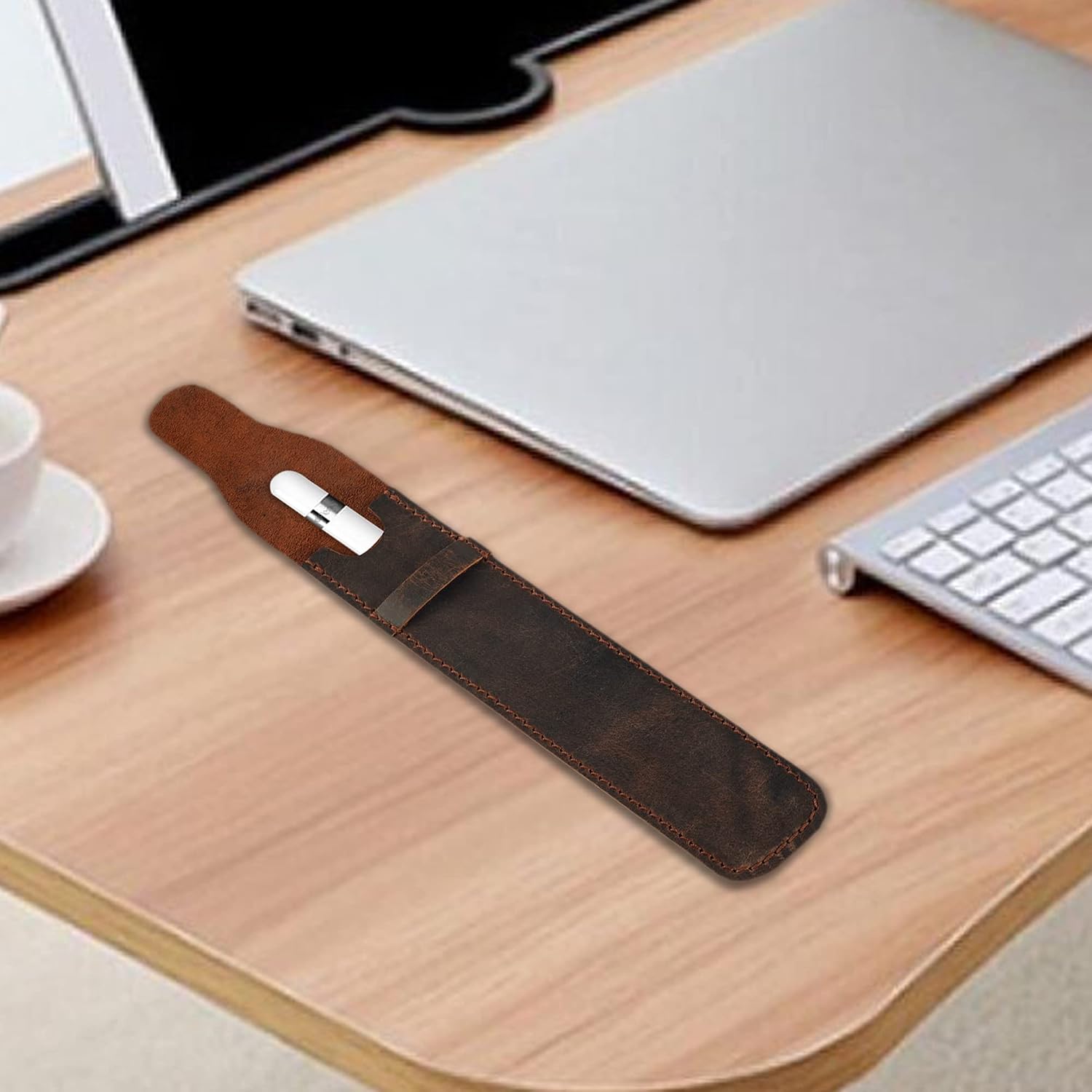 Premium Leather Pencil Holder for Apple Pencil (1st & 2nd Gen) Stylish & Durable Apple Pencil Case - Image 2