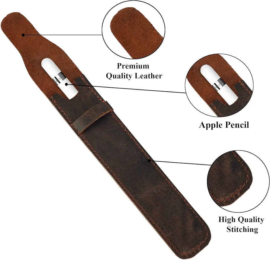 Premium Leather Pencil Holder for Apple Pencil (1st & 2nd Gen) Stylish & Durable Apple Pencil Case - Image 5
