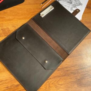 A4 paper size Genuine leather unique Handmade Crazy Horse Leather Portfolio with clip board A4 Notepad Holder