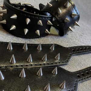 Black Leather Bracelet Handcrafted spike Cuff Leather Hunters Genuine Leather Wristband with Silver Steel spike Studs