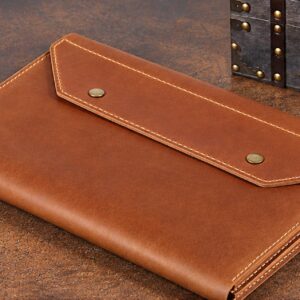 Leather Documente, Paper File Case Portfolio, Custom Name Travel Document Organizer, A4 Document Holder, Gifts For Him Men in tan color