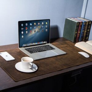 Genuine Leather Extended Desk Pad 35". leather desk mat in brown color leather table mat