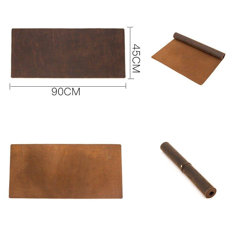 Genuine Leather Extended Desk Pad 35". leather desk mat in brown color leather table mat - Image 4