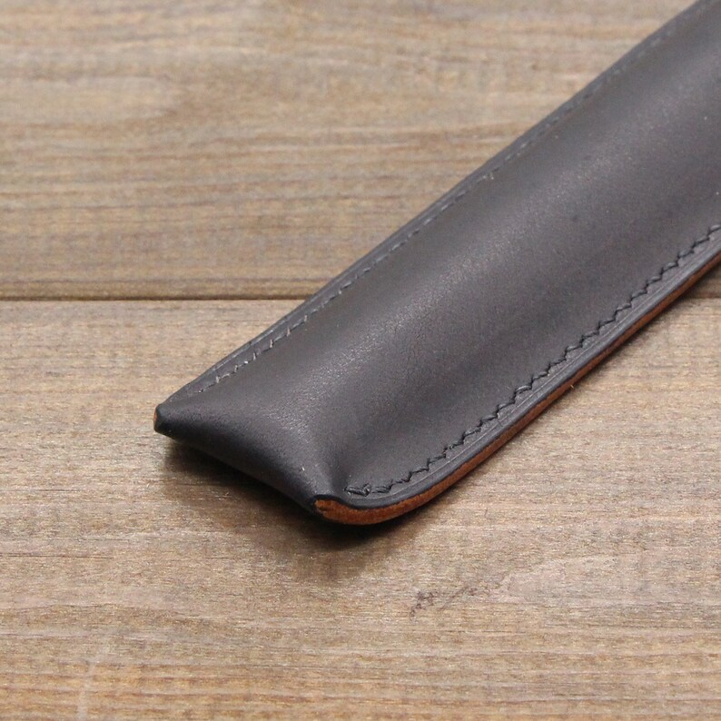 Pencil Case,Leather Pen Case,Black leather Pen Pouch,Pen Cover,Pen Holder,Leather pen sleeve,Pen Case, Anniversary Gift. - Image 4