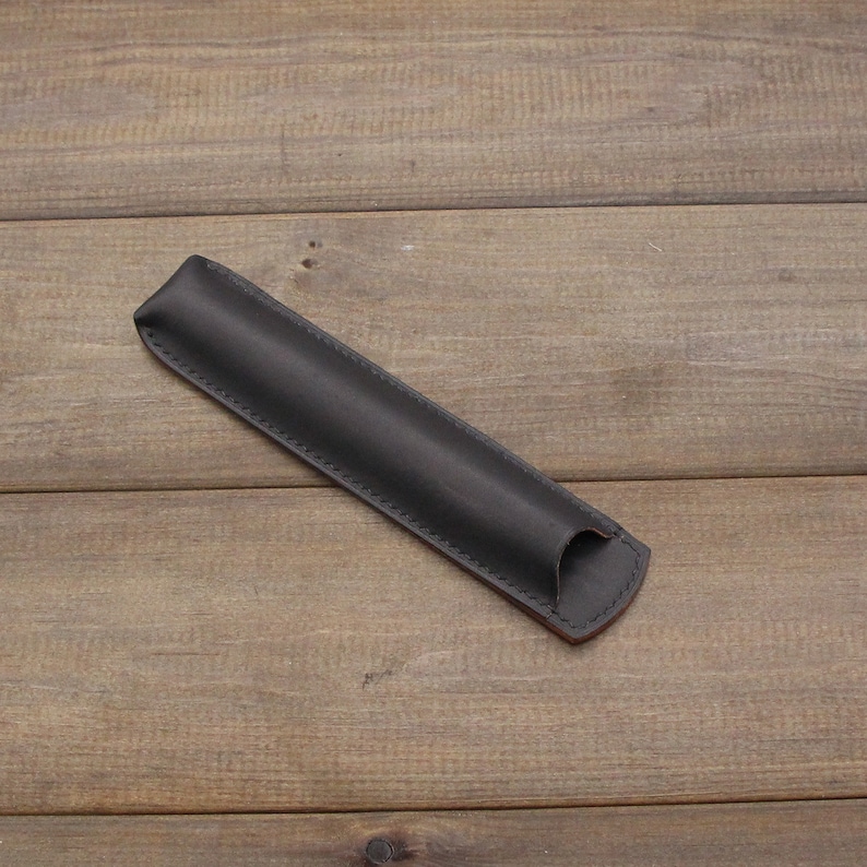 Pencil Case,Leather Pen Case,Black leather Pen Pouch,Pen Cover,Pen Holder,Leather pen sleeve,Pen Case, Anniversary Gift. - Image 3
