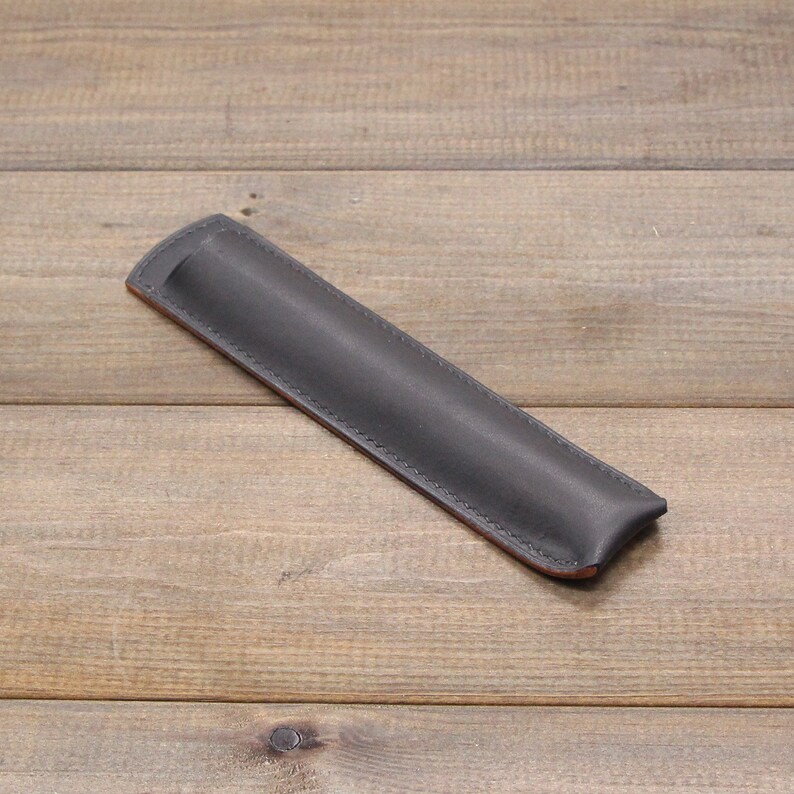 Pencil Case,Leather Pen Case,Black leather Pen Pouch,Pen Cover,Pen Holder,Leather pen sleeve,Pen Case, Anniversary Gift. - Image 5