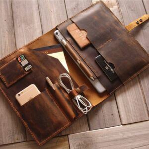 Genuine Leather handmade portfolio for A4 paper, travel document organizer
