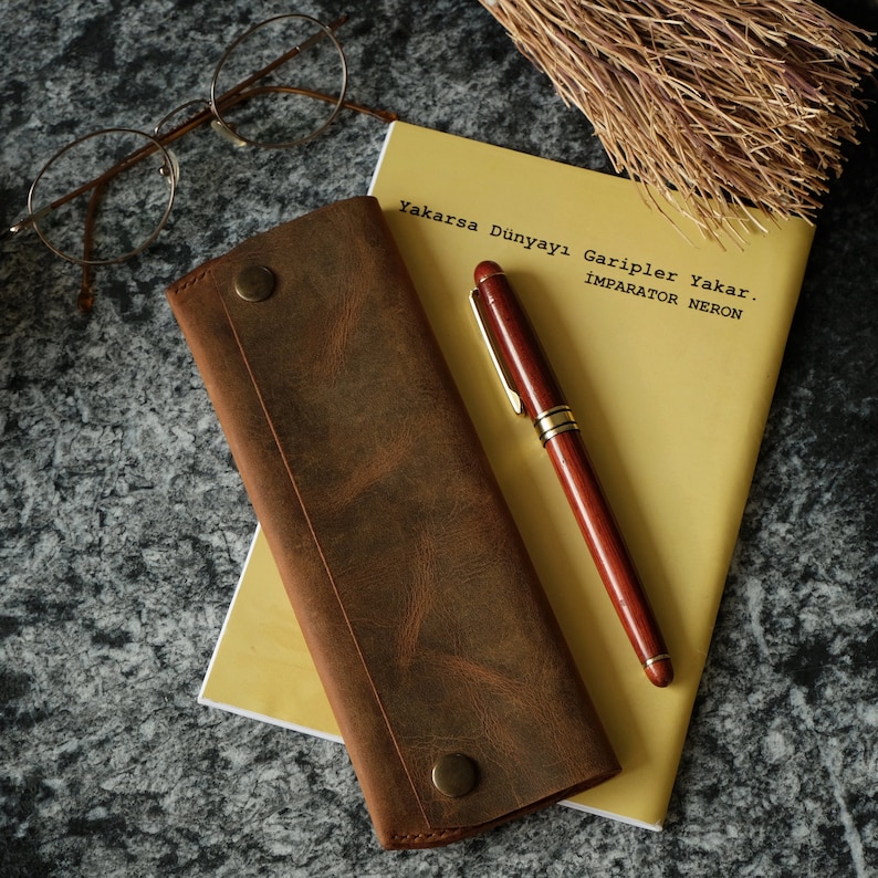 Genuine Leather Pencils and pen Case, Leather pencil holder, Fountain Pen Holder, Gift for coworkers - Image 2