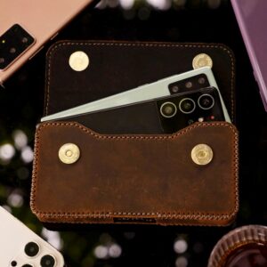 Double Phone Case Dual Phone Pouch For all mobile Smart Phone like 15 promax 15 pro 15 plus 14 promax Leather Iphone Case and for every mobile With Belt Loop