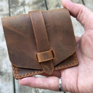 Unique vintage Leather Card Holder  Handmade 3 slots vintage brown color