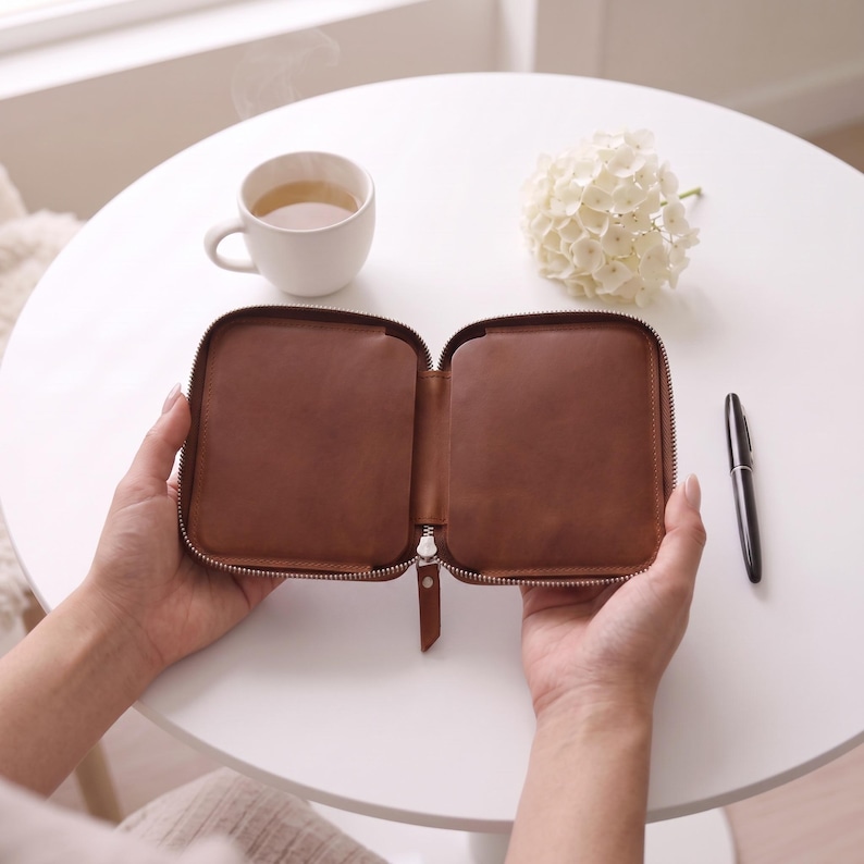 Genuine leather pen case, Large leather pen case, Leather fountain pen case,Leather pen organizer case,Custom leather pen case,Student gifts - Image 5