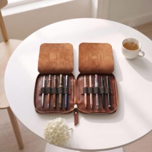 Genuine leather pen case, Large leather pen case, Leather fountain pen case,Leather pen organizer case,Custom leather pen case,Student gifts