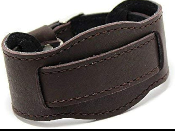 Watch band plus cuff bracelet one piece style stitched leather watch band 20mm with handmade wide cuff pad bracelet brown bracelet - Image 3