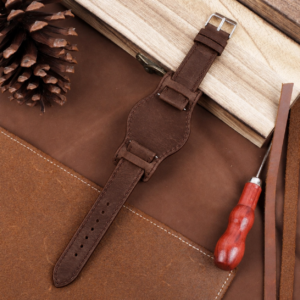 Genuine Leather Retro Bund Strap, 22 mm and 24 mm watch strap lug size