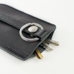 Black Leather Bell Key Holder , key Case, keychain unisex