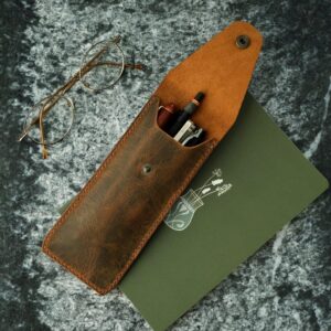 Leather Pen Case, Full Grain Leather Fountain Pen Holder, Leather Pen Pouch, Gift for Writers