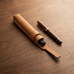 Genuine Leather Single Pen Sleeve, Handmade Vegetable Tanned Cowhide Fountain Pen Pouch, Pen Case Gift For Him Her