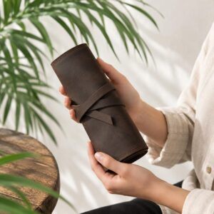 Leather pencil roll, Pencil organizer roll, Handmade artist roll, Leather pen storage case, Artist tool roll leather, Pen pouch